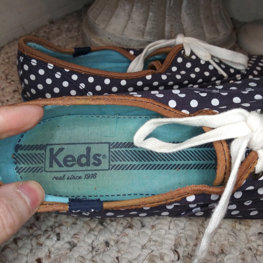 Keds Navy & White Polka Dot Champion Sneakers - Picture 3 of 11